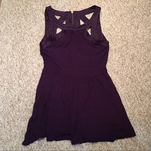 SILENCE + NOISE Purple Mini Strappy Zip-up Dress Size M